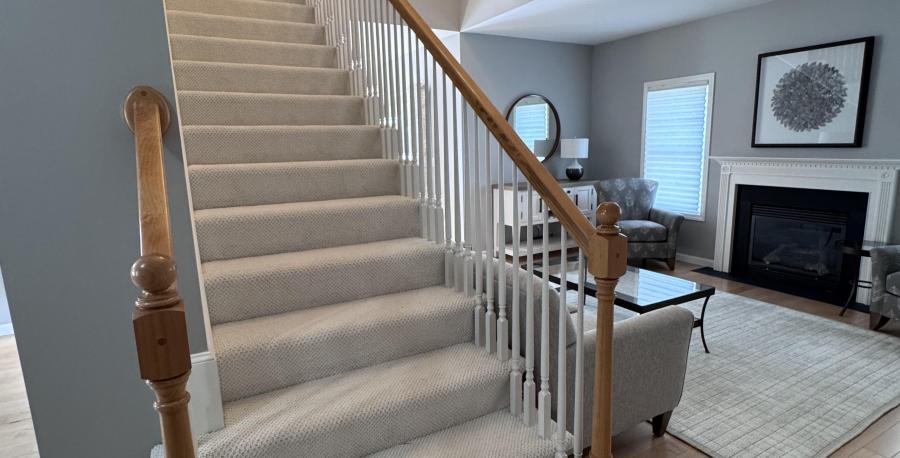 Living room with stairs