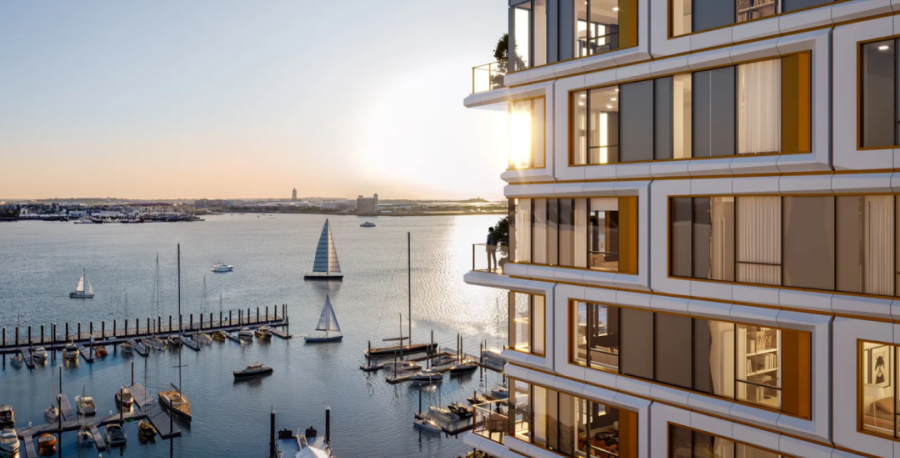 Marina view of One Harbor Shore in Seaport