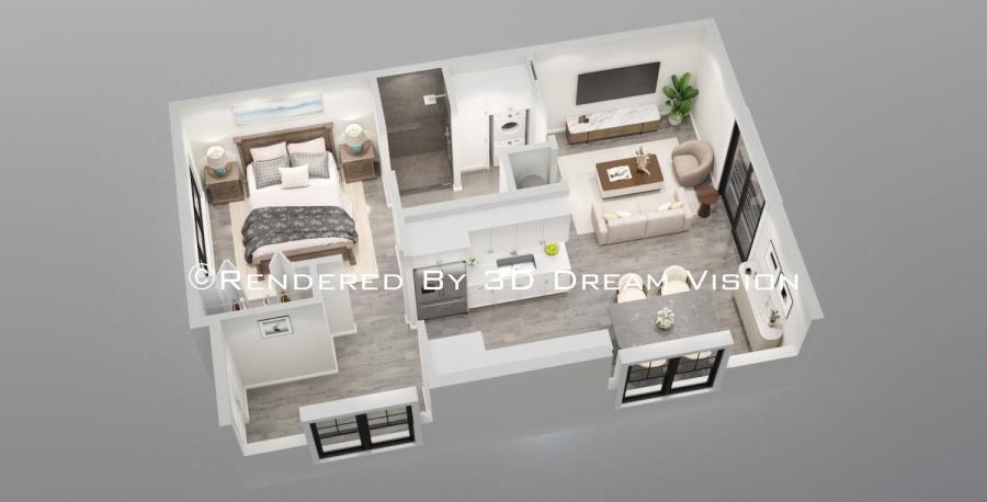 1 Bed/1Bath Rendering
