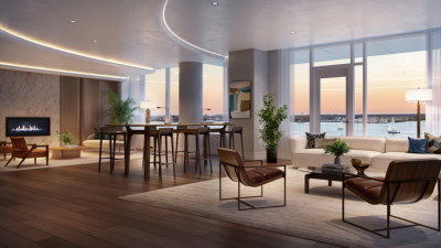 Grand lounge of One Harbor Shore in Seaport