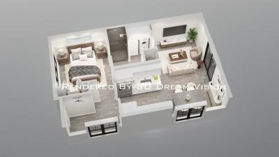 1 Bed/1Bath Rendering